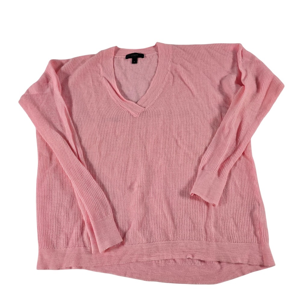 J.Crew Pink 100% Merino Wool V-Neck Relaxed Knit Sweater C6348 Womens Medium